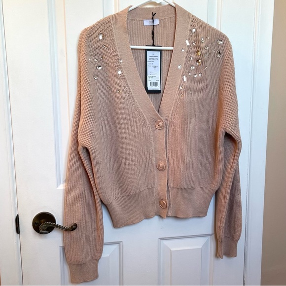 RIANI Crystal Embellished 100% Organic Cotton Heavy Knit Women’s Cardigan - Picture 5 of 10